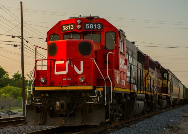 Freight train transporting cargo